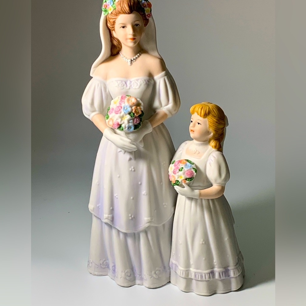 COPY - Bride and Flower Girl Figurine Home Interiors 1405 Porcelain 8.5 inches